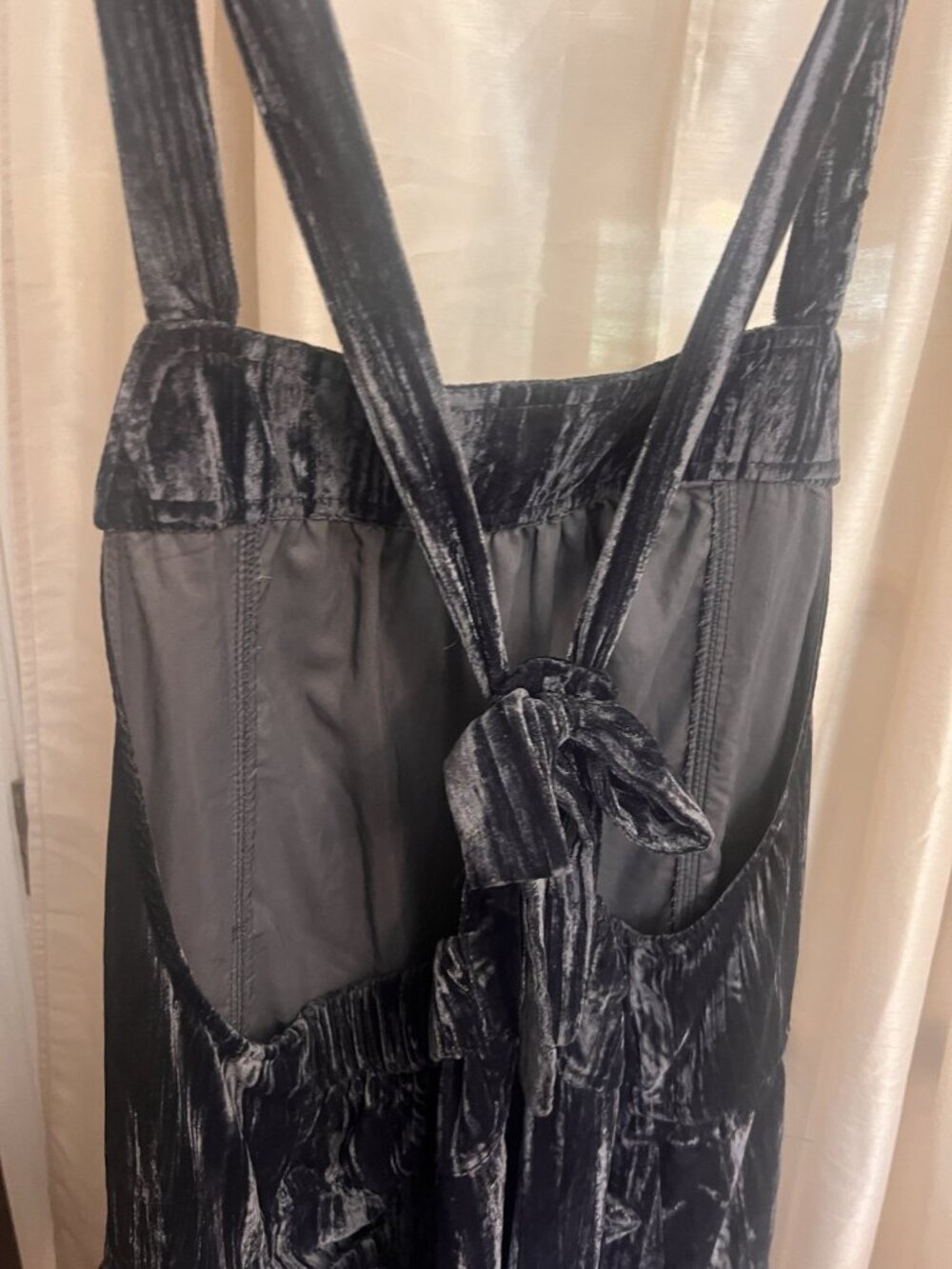 Natural Life Dakota Tie Crush Velvet Overalls Charcoal Gray Size XL    Bb - Picture 7 of 9